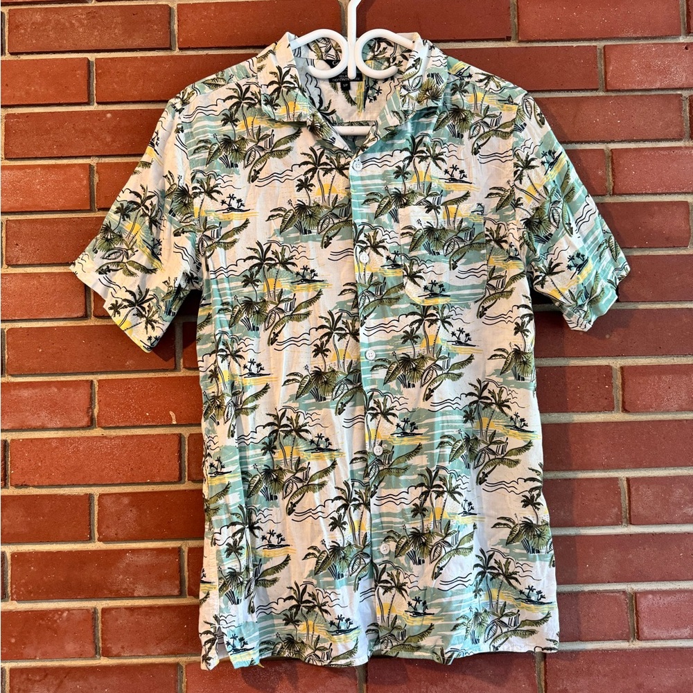 George Palm Tree Hawaiian Button Down Shirt